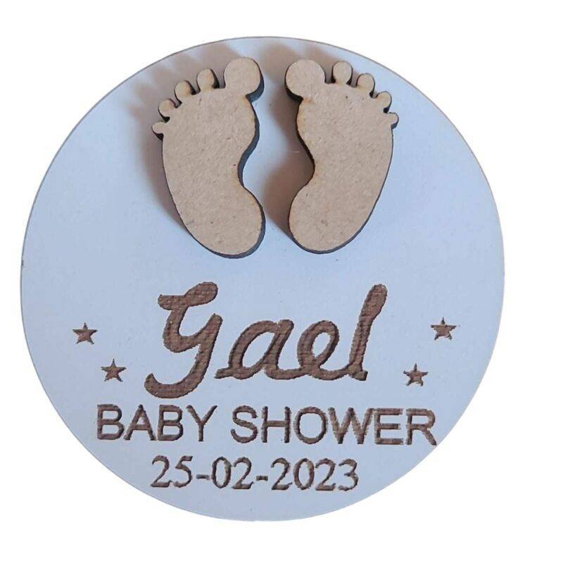 imanes de madera circular piecitos recuerdo Baby Shower para Refri de Regalo Creativo